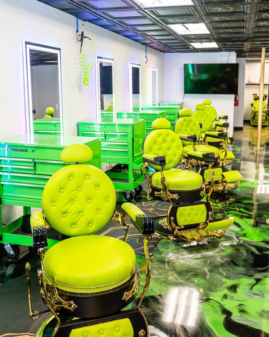 Gold-trim barber chairs