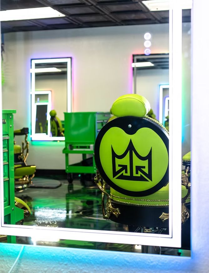 Genuine Throne logo reflected in LED mirror