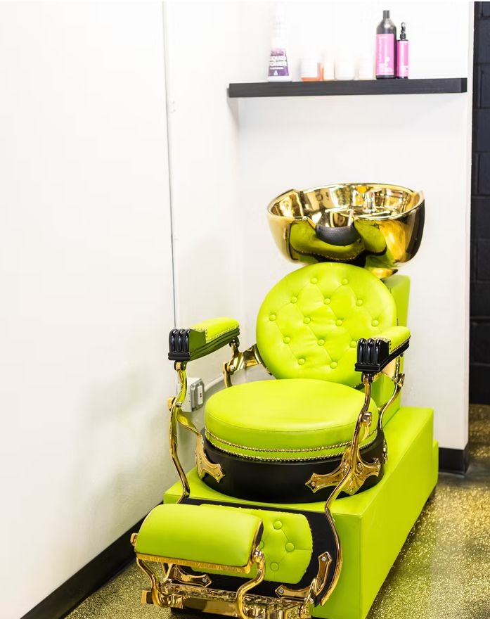 Gold shampoo bowl wash station